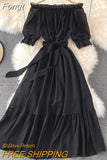 Dress Women Sexy Off The Shoulder Slash Beach Chiffon Dresses Ladies Elegant A Line Bandage Party Dress Long