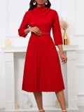 Fongt New Women's Fashion Elegant Pressure Skirt Elegant Solid Color Large Dress