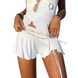 Boho Beach Skirts Summer High Waist Floral Printing Ruched Slim Short Mini Skirt A-line Bottoms Party Vacation
