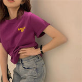 Fongt Print Short-Sleeve T-Shirt Women's Summer 2024 New Korean Version Design Sense Loose Show Thin Student Top