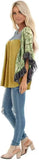 Fongt Women's Wear Bat Sleeve Print Color Swafge Round Collar Blouse T-Shirt