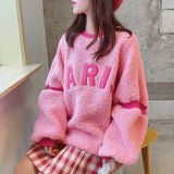 Sweatshirt O-Neck Letter Embroidery winter thick