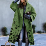 Fongt New 2025 Autumn Women's Long-Sleeved Collar Coat Prints The Long