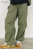 Wide Leg Cargo Pants Women Casual 2023 Low Waist Drawstring Sweatpants Baggy Trousers Oversized Joggers Tech Parachute
