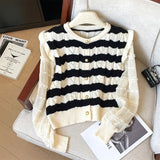 Foreign Style Spliced Chiffon Sleeved Sweater Women's 2024 Spring New Soft Wind Sweet Sweater Cardigan-Outfit