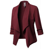 Wise Hot Style Slim Long Sleeve Pleated Suit Collar Solid Color Versatile Small Suit Jacket Size 10-Outfit