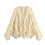 Fongt Homemade New Women's Classic Fashion Collection Stacked Decorative Shirt 4786/063