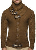 Fongt And Winter Men's Slim High Neck Single Breasted Cardigan Plus-Size Long Sleeve Knit Sweater Men's