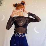 New Mesh Printing Sun Moon Long-Sleeved