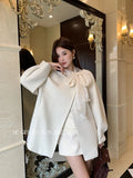Fongt Xixi 2025 Autumn New White Standard Temperament Elegant Thousand Gold Style Long Sleeve Hair And Short Coat 86088