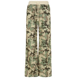 Fongt Camouflage Print Splicing Hooded Tycoat With Short Sweater Straight Trousers Two Sets