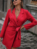 Fongt Autumn And Winter New Tice With Belt Top Loose Candy Color Long Blazer