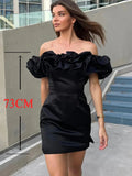 Summer White Ruffle Bodycon Party Dress Elegant Off The Shoulder Wedding Guest Dress Mini Celebrity Even Dress Short-Outfit