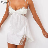 Fairycore Aesthetic Mini Dress 2000s Women Sexy Lace Patchwork Spaghetti Strap Sleeveless Stain Kawaii Dress