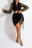 Sequin Patchwork Irregular Hem Two Piece