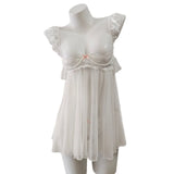 Fongt New Sexy Pajamas Female Summer Emotional Fun Small Breast Lace Splicing Slings Hollow Mesh Yarn Ajamas