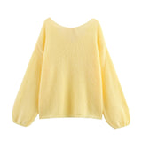 Fongt Homemade New Women's Classic Oceanic Back Buttered Knitted Shirt