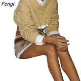 Women Fashion Cropped Knitted Sweater Solid Color Round Neck Long Sleeve Pullovers Spring Autumn Casual