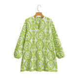 Fongt Women's Long-Sleeved Loose Embroidery Dress 23036