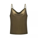 Fongt Summer Women's Solid Color Sling Small Vest Bottom Silk Chiffon Top-Outfit