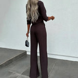 Fongt 2024 New Solid Color Short Slim Jacket High Waist Straight Trousers Suit Female-Outfit