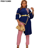 Two Piece Sets Sexy Outfits African Clothes for Women 2022 Spring Summer Embroidery Pleated Dresses Christmas Festival