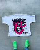 Gothic Trendy Brand T-Shirt Women Y2k American Harajuku Retro Street Devil Letter Print Oversized Couple Top-Outfit