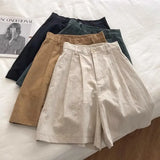Fongt Literary And Art Cotton Shorts Women Summer Thin Hemp High Waist Small Man Broad Legs Leisure A Word Five-Point Pants
