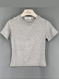 Summer Basic Sheath Women Solid O Neck Tshirt Autumn Stretch Casual Undershirt Female All-match Street Activity Crop Tops-Outfit