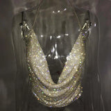 Halter Sexy Y2k Shiny Rhinestones Bra Crop Top Backless Summer Beach Chic Party Bralette Cropped Sexy Women Tank Top