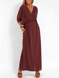 Fongt Summer 2025 Fashion Solid Color High Waist Open Fork Short Sleeve Dress