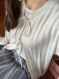 Fongt Spring And Autumn New Temperament Shows Thin Soft Silk Silk Wool Blending ~懒 Lazy Strap Hollow Knitted Open Shirt