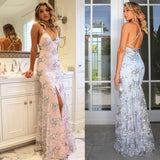 Fongt New Women's Sexy Sleeveless Sleeve Dress Open Fork Long Skirt Banquet