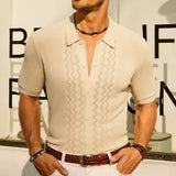 Fongt Men's Knits Summer New Short Sleeves Knits POLO Shirts Solid Color Knits Men's