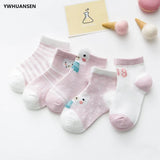 5 Pairs/lot 1 to 12 Yrs Cotton Children's Socks Stereo Animals Summer Thin Kids' Mesh Socks Cute Girls Boys