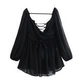 Fongt Explosive Women's Temperament V Neck Shoulder Sleeves Tethered Waist Dress