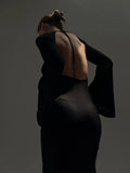 Fongt Sexy Bareback Dress Knitted Thin Autumn And Winter 2023 Holiday