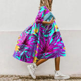 Women Vintage Floral Print Loose A-Line Dress Summer Casual O-Neck Half Sleeve Dress Ladies Elegant Loose Party Dresses Vestido 703-0-Outfit