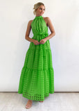 Fongt Summer New Leisure High-End Feeling Sleeveless Waist Swing Gentle Wind Dress Women's Long Dress
