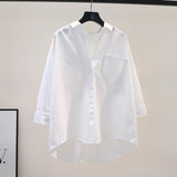 Fongt Fresh Fruit Green Cotton Shirt Women's Single Pocket Loose Thin Sleeve Shirt Spring And Autumn New Cardigan
