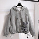 Waffle Cardigan Jacket Women's Zipper Cardigan Hoodies 2022 Spring Autumn Trend Kawaii Coat Loose Casual Baseball