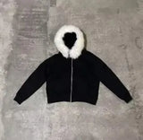 Fongt New Solid Zipper Hoodie Hoodie High Street Thair Hat Coat Jacket