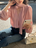 Fongt Xixi 2025 New Korean Version Of The Rose Vertede Temperament Long-Sleeved Shirt Women's Professional Top Tide 89227