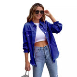 Fongt New Long-Haired Burrowed Denim Jacket Women Autumn Winter Long Sleeve Casual Collar Top