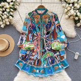 Fongt Fair Seaside Vacation V-Neck Broken Flower Dress Women's Summer New Ties With Big Tenders And Fairy Dresses