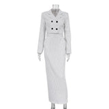 Fongt Women's Wear 2023 New Fashion Striped Skirt Suit High-End Sense Short Blazer Two Sets-Outfit
