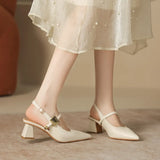 Fongt Slippers 2024 New French Beautiful Temperament Fairy Style With Skirt Pointed Thick And Word-Word Buckle