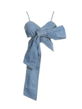 Fongt Top 20 Spring Summer 24 New Fashion Bow Design Sense Denim Strapless Sling-Outfit