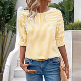 Hot Style 2024 Ebay New Fashion Blue Stripe Button Design Shirt Top-Outfit