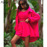 New Women's Suit Sports Leisure V-neck Vest Shorts Long Cardigan Three Piece Suit Women's Clothing with Free